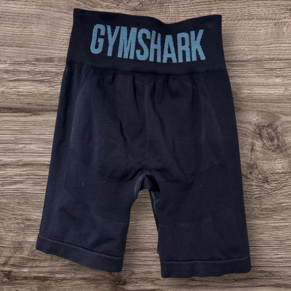 Gymshark Navy Sculpting Bike Shorts with Blue Logo